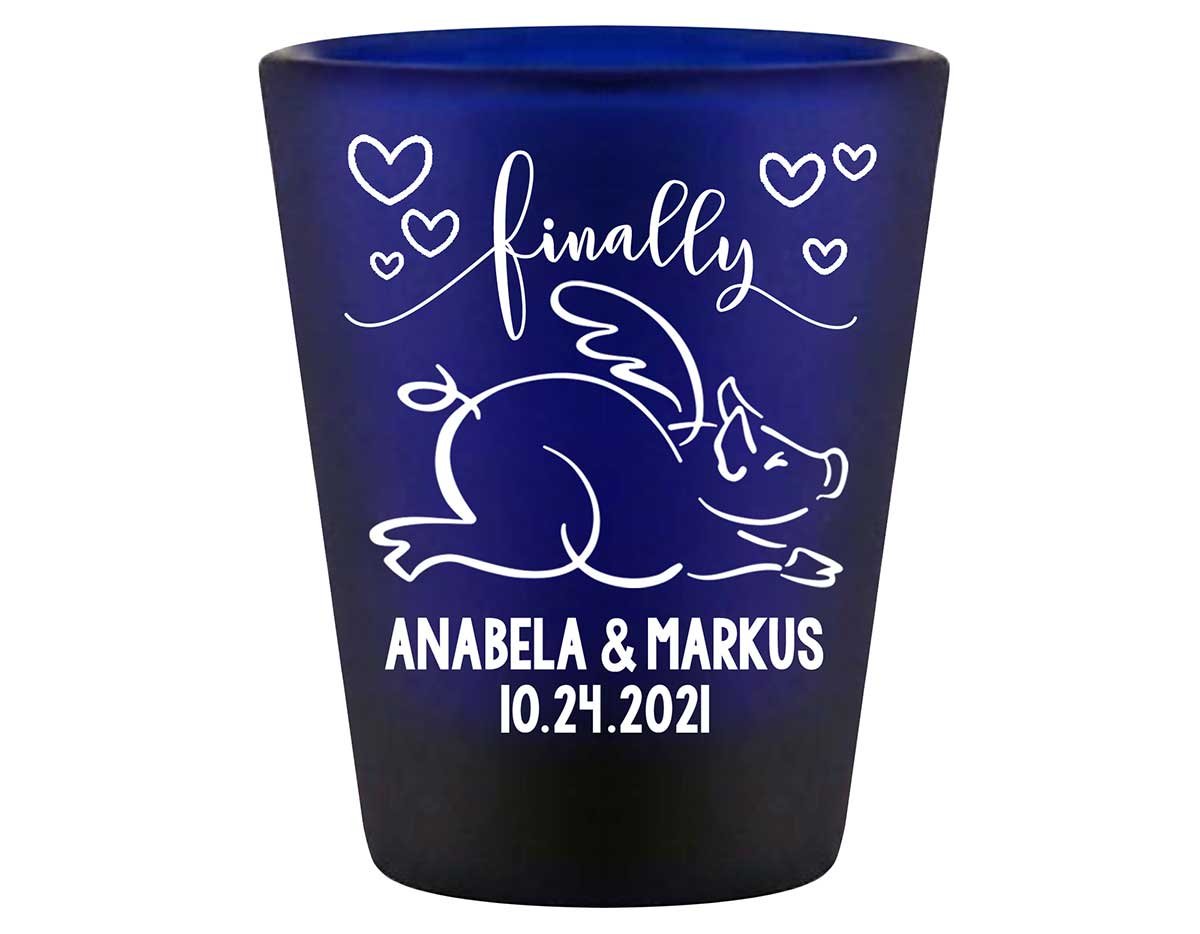 Finally 1A When Pigs Fly Standard 1.5oz Blue Shot Glasses Funny Wedding Gifts for Guests