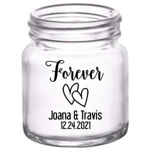 Forever 1A Intertwined Hearts 2oz Mini Mason Shot Glasses Romantic Wedding Gifts for Guests