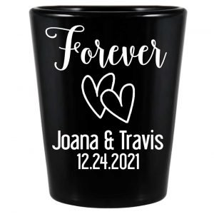 Forever 1A Intertwined Hearts Standard 1.5oz Black Shot Glasses Romantic Wedding Gifts for Guests