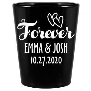 Forever 2A Intertwined Hearts Standard 1.5oz Black Shot Glasses Romantic Wedding Gifts for Guests