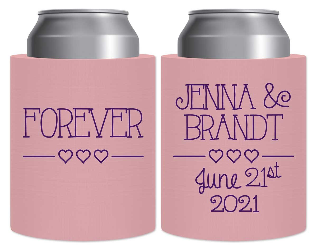Forever 3A Cute Hearts Thick Foam Can Koozies Romantic Wedding Gifts for Guests