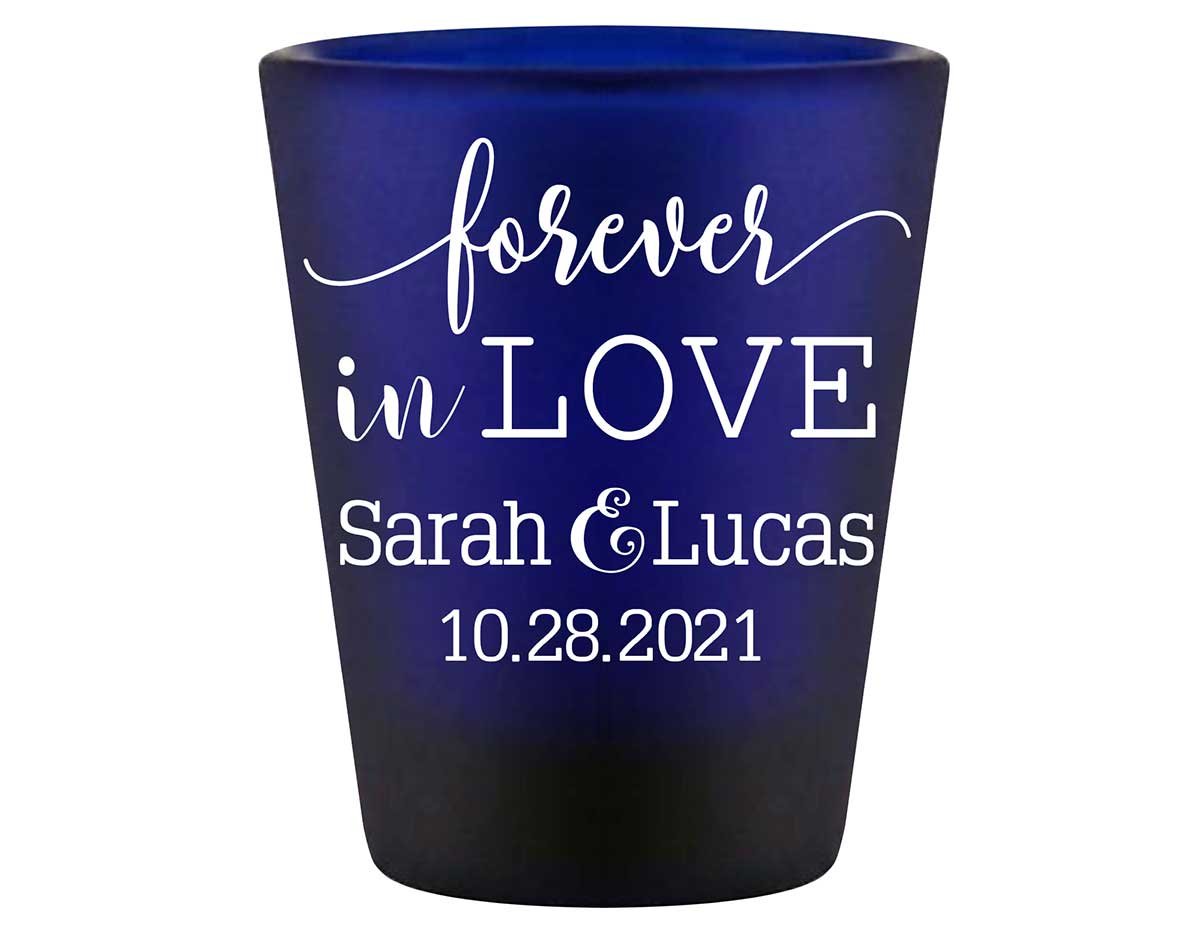 Forever In Love 1A Standard 1.5oz Blue Shot Glasses Romantic Wedding Gifts for Guests