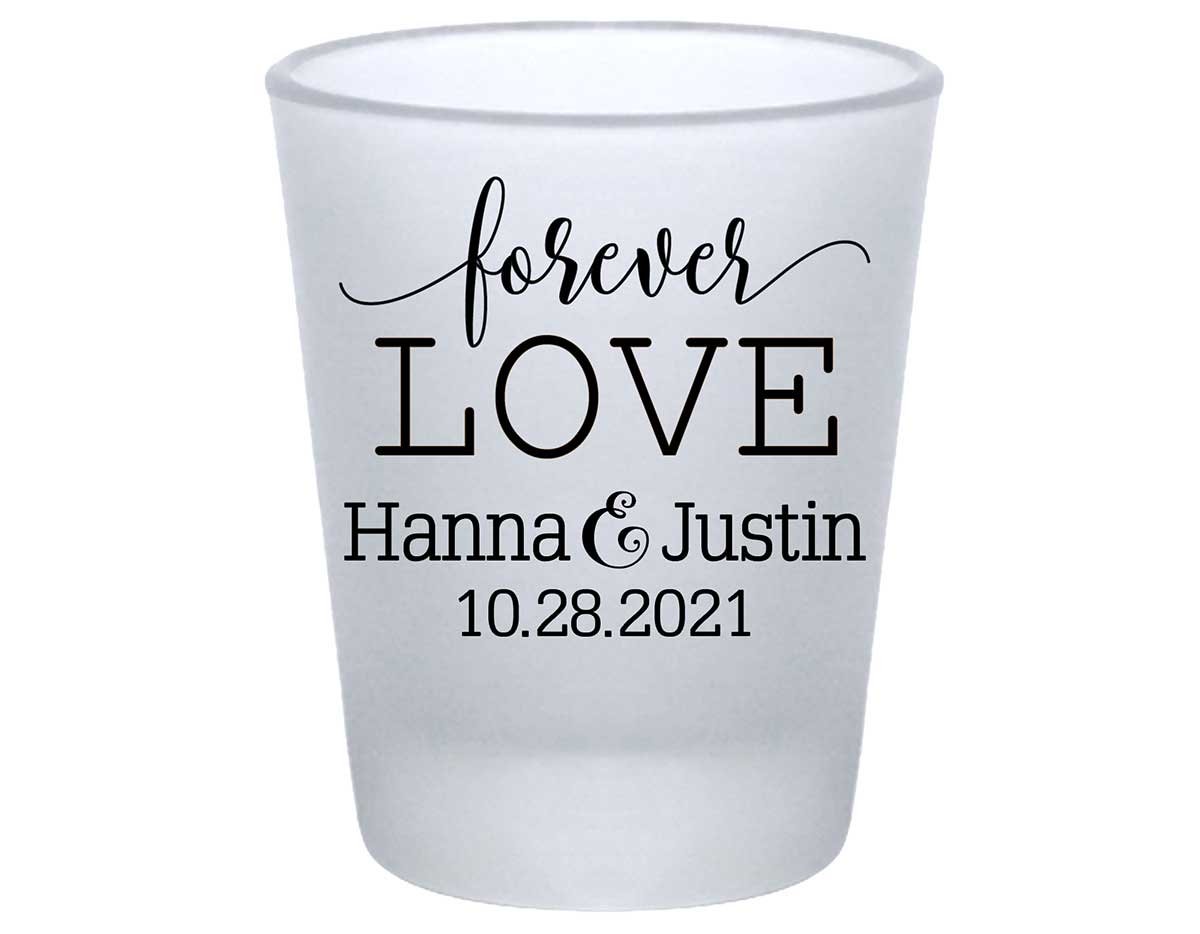 Forever Love 1A Standard 1.75oz Frosted Shot Glasses Romantic Wedding Gifts for Guests