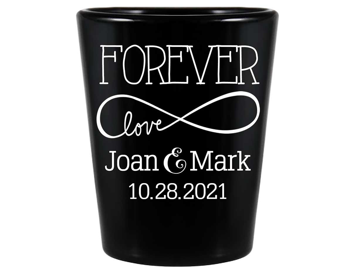 Forever Love 2A Standard 1.5oz Black Shot Glasses Romantic Wedding Gifts for Guests