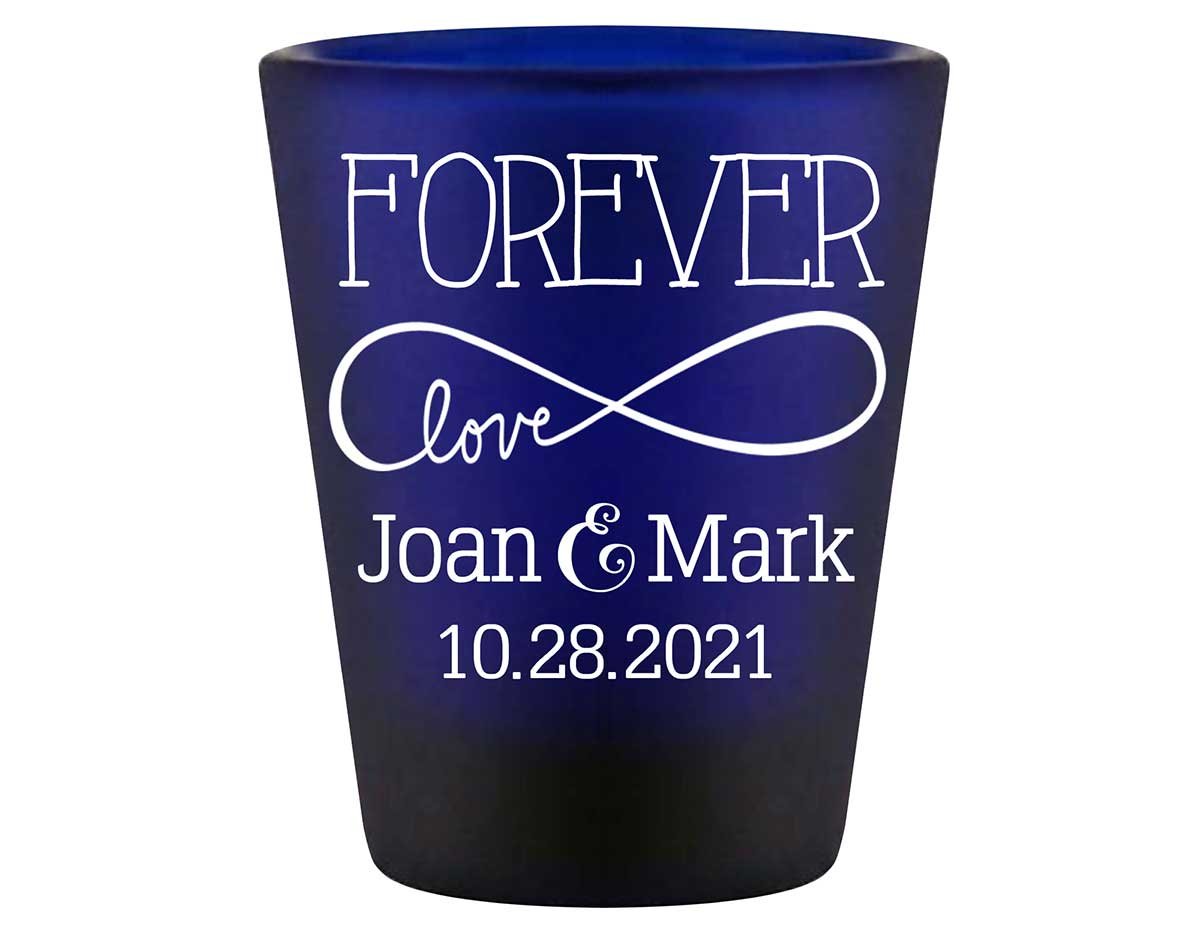 Forever Love 2A Standard 1.5oz Blue Shot Glasses Romantic Wedding Gifts for Guests