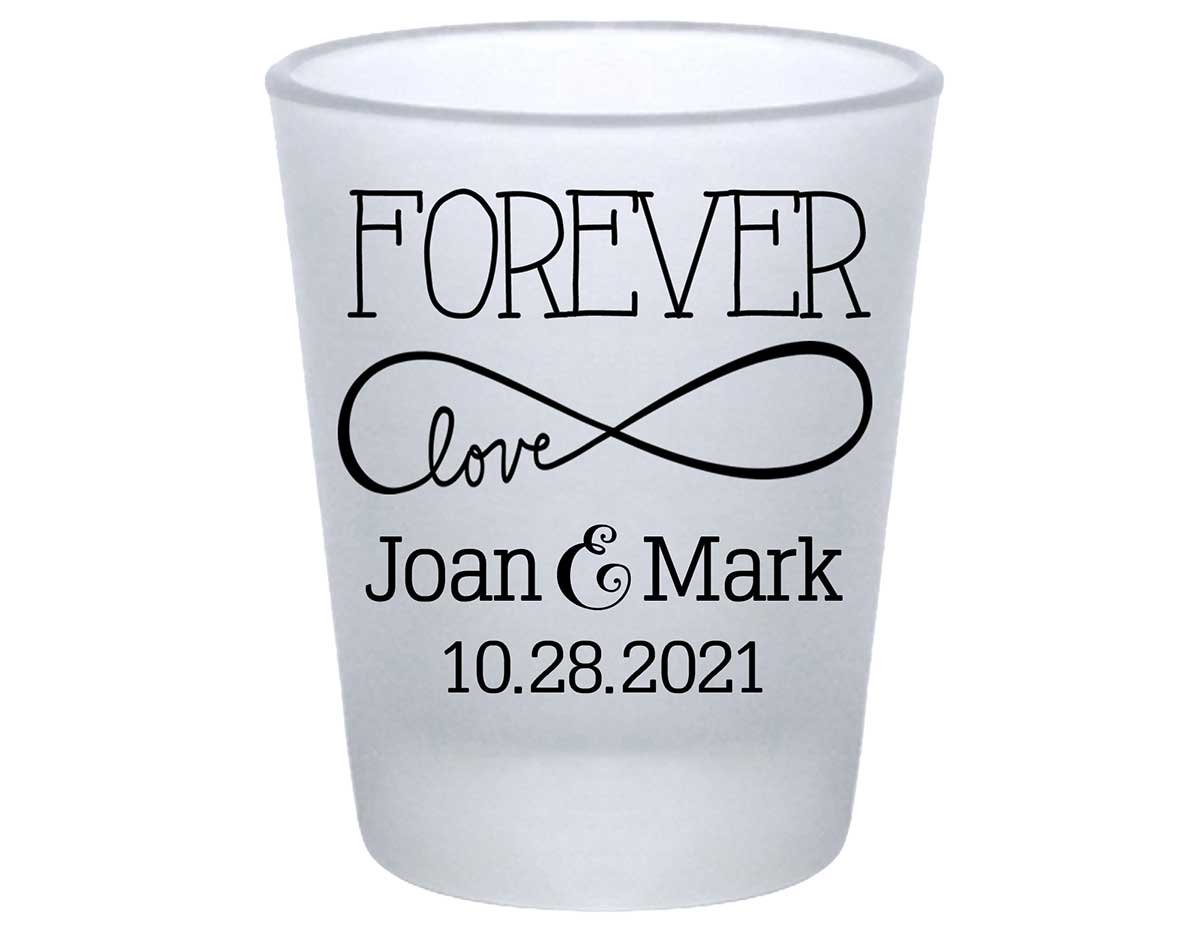 Forever Love 2A Standard 1.75oz Frosted Shot Glasses Romantic Wedding Gifts for Guests