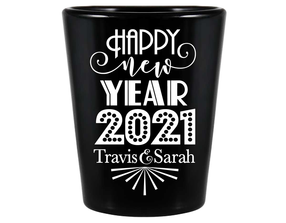 Happy New Year 1A Standard 1.5oz Black Shot Glasses New Years Eve Wedding Gifts for Guests