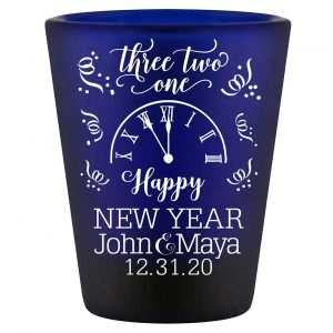 Happy New Year 2A Standard 1.5oz Blue Shot Glasses New Years Eve Wedding Gifts for Guests