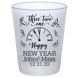 Happy New Year 2A Standard 1.75oz Frosted Shot Glasses New Years Eve Wedding Gifts for Guests