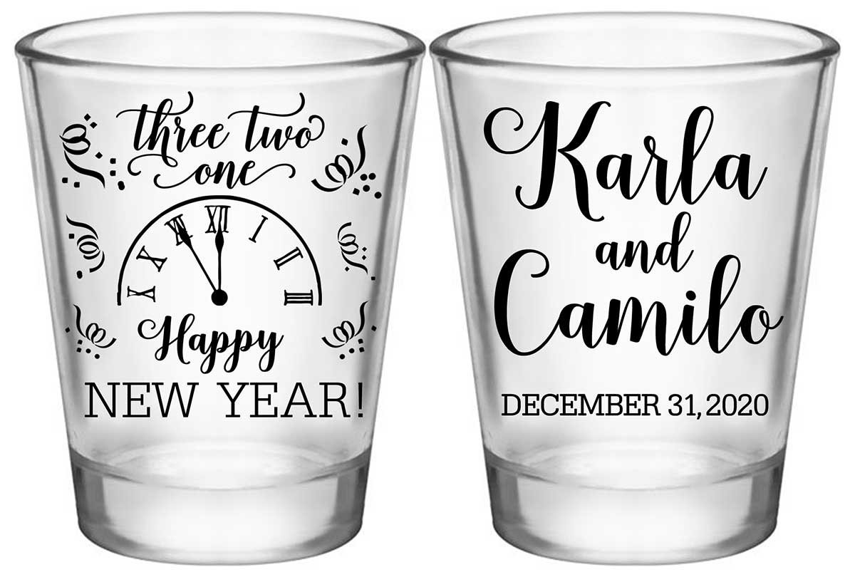 Happy New Year 2A2 Standard 1.75oz Clear Shot Glasses New Years Eve Wedding Gifts for Guests