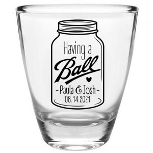 Having A Ball 1A Mason Jar Clear 1oz Round Barrel Shot Glasses Rustic Wedding Gifts for Guests