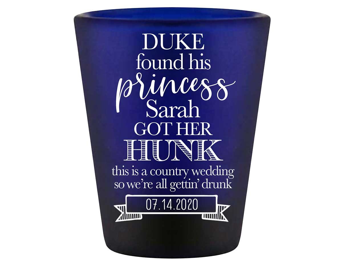 He Found His Princess She Got Her Hunk 2A Standard 1.5oz Blue Shot Glasses Country Wedding Gifts for Guests