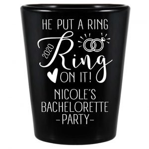 He Put A Ring On It Bachelorette 1A Standard 1.5oz Black Shot Glasses Cute Bachelorette Party Gifts for Guests