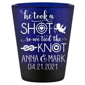 He Took A Shot We Tied The Knot 1A Standard 1.5oz Blue Shot Glasses Love Cupid Cute Wedding Gifts for Guests