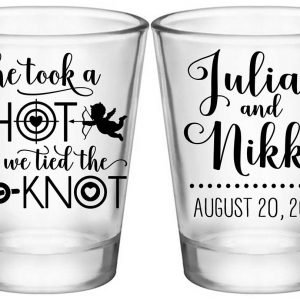 He Took A Shot We Tied The Knot 1A2 Standard 1.75oz Clear Shot Glasses Love Cupid Cute Wedding Gifts for Guests