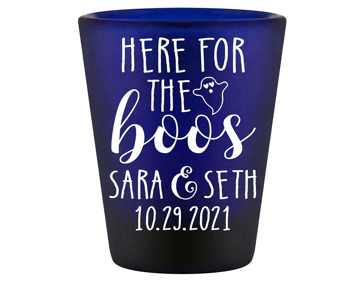 Here For The Boos 2A Standard 1.5oz Blue Shot Glasses Halloween Wedding Gifts for Guests