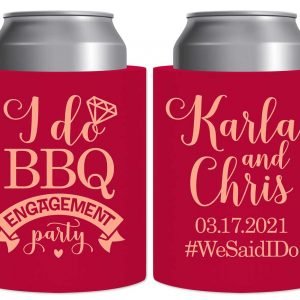 I Do BBQ 1A Thick Foam Can Koozies Rustic Engagement Party Gifts for Guests