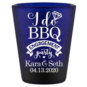 I Do BBQ 1A Standard 1.5oz Blue Shot Glasses Rustic Engagement Party Gifts for Guests