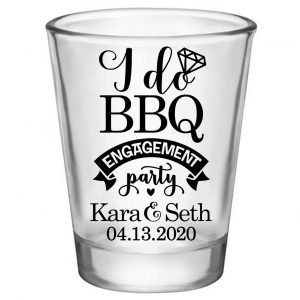 I Do BBQ 1A Standard 1.75oz Clear Shot Glasses Rustic Engagement Party Gifts for Guests