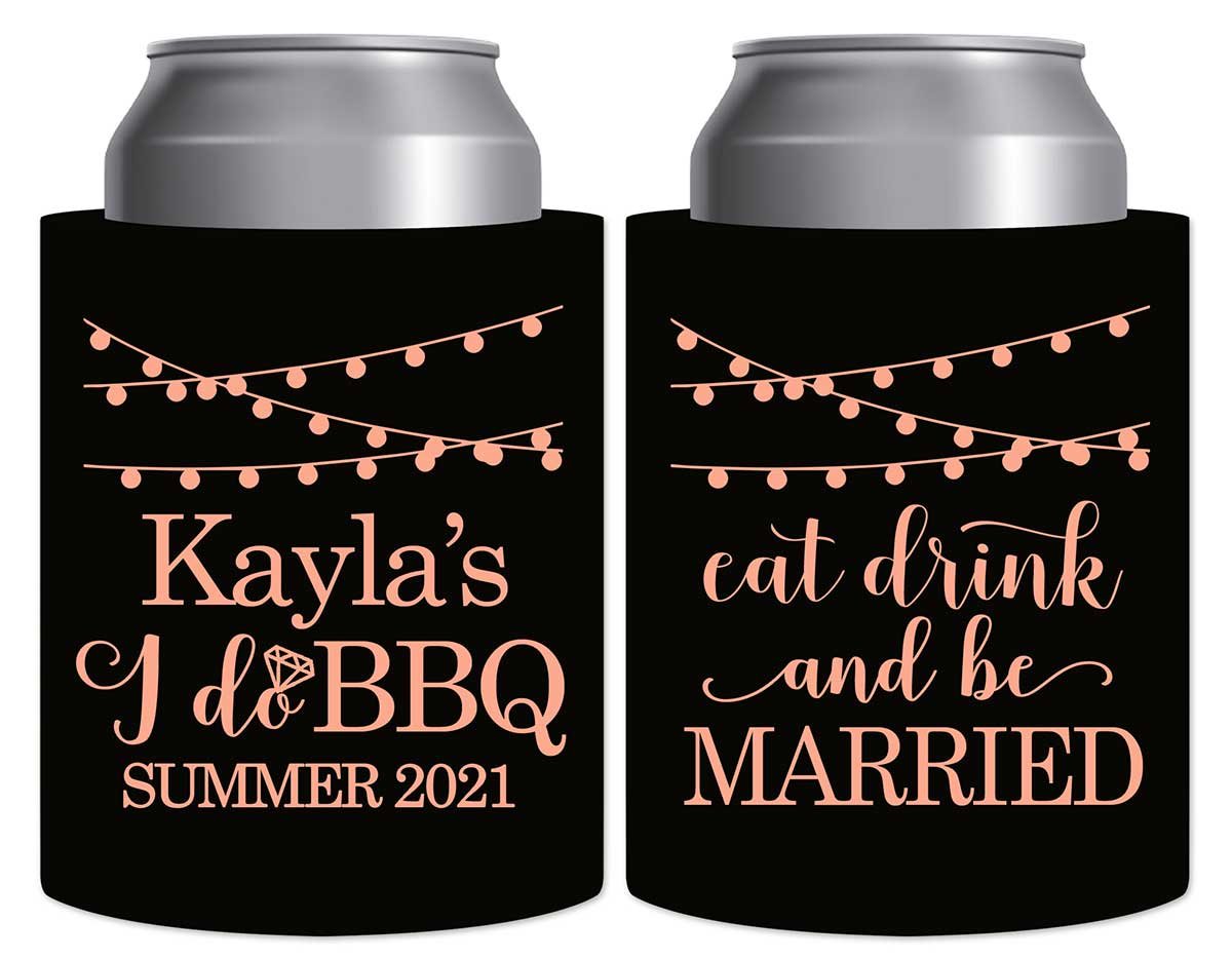 I Do BBQ 2A Eat Drink Be Married Thick Foam Can Koozies Rustic Engagement Party Gifts for Guests