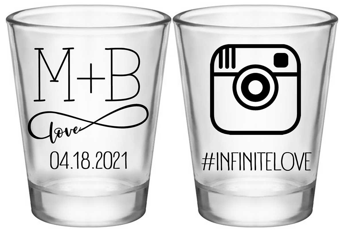 Infinite Love 1B2 Instagram Hashtag Standard 1.75oz Clear Shot Glasses Romantic Wedding Gifts for Guests