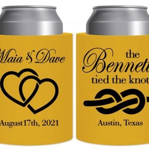 Intertwined Hearts 1A We Tied The Knot Thick Foam Can Koozies Romantic Wedding Gifts for Guests