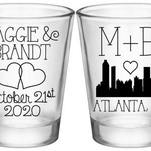 Intertwined Hearts 3A2 City Skyline Standard 1.75oz Clear Shot Glasses Romantic Wedding Gifts for Guests