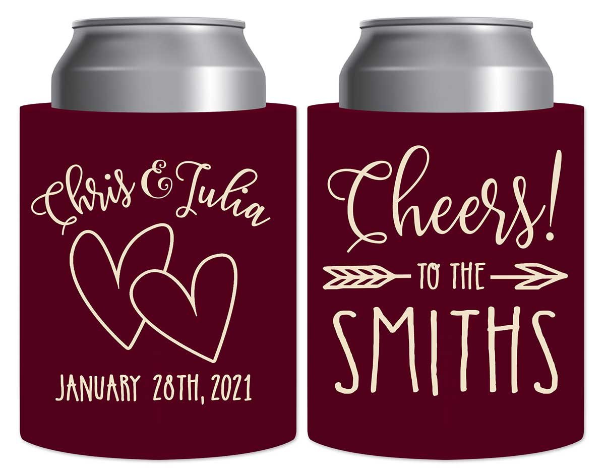Intertwined Hearts 4B Cheers Thick Foam Can Koozies Romantic Wedding Gifts for Guests