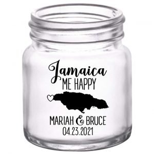 Jamaica Me Happy 1A 2oz Mini Mason Shot Glasses Destination Wedding Gifts for Guests