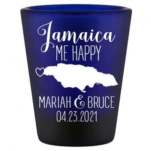 Jamaica Me Happy 1A Standard 1.5oz Blue Shot Glasses Destination Wedding Gifts for Guests