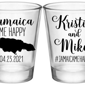 Jamaica Me Happy 1A2 Standard 1.75oz Clear Shot Glasses Destination Wedding Gifts for Guests