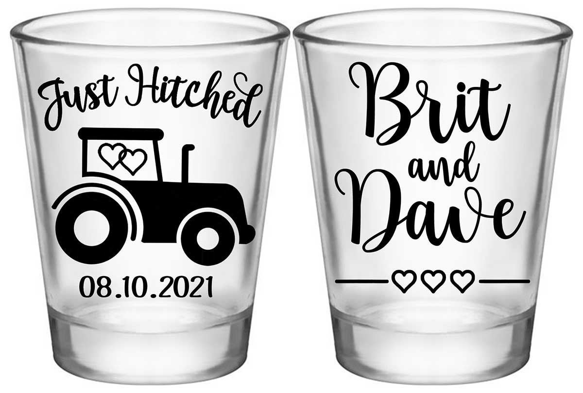 Just Hitched 1A2 Tractor Design Standard 1.75oz Clear Shot Glasses Country Wedding Gifts for Guests