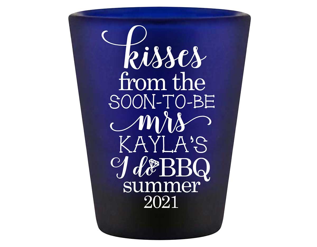 Kisses From The Soon-To-Be Mrs 1A Standard 1.5oz Blue Shot Glasses Rustic Engagement Party Gifts for Guests