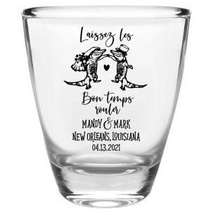Laissez Les Bon Temps Rouler 1B Clear 1oz Round Barrel Shot Glasses New Orleans Wedding Gifts for Guests