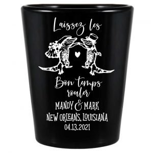 Laissez Les Bon Temps Rouler 1B Standard 1.5oz Black Shot Glasses New Orleans Wedding Gifts for Guests