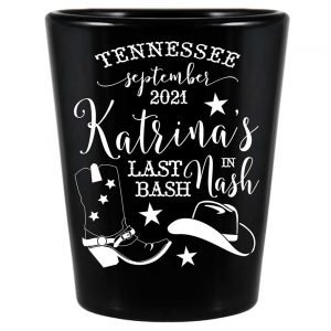 Last Bash In Nash 1A Standard 1.5oz Black Shot Glasses Nashville Bachelorette Party Gifts for Guests