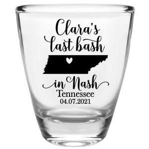 Last Bash In Nash 2A Clear 1oz Round Barrel Shot Glasses Nashville Bachelorette Party Gifts for Guests