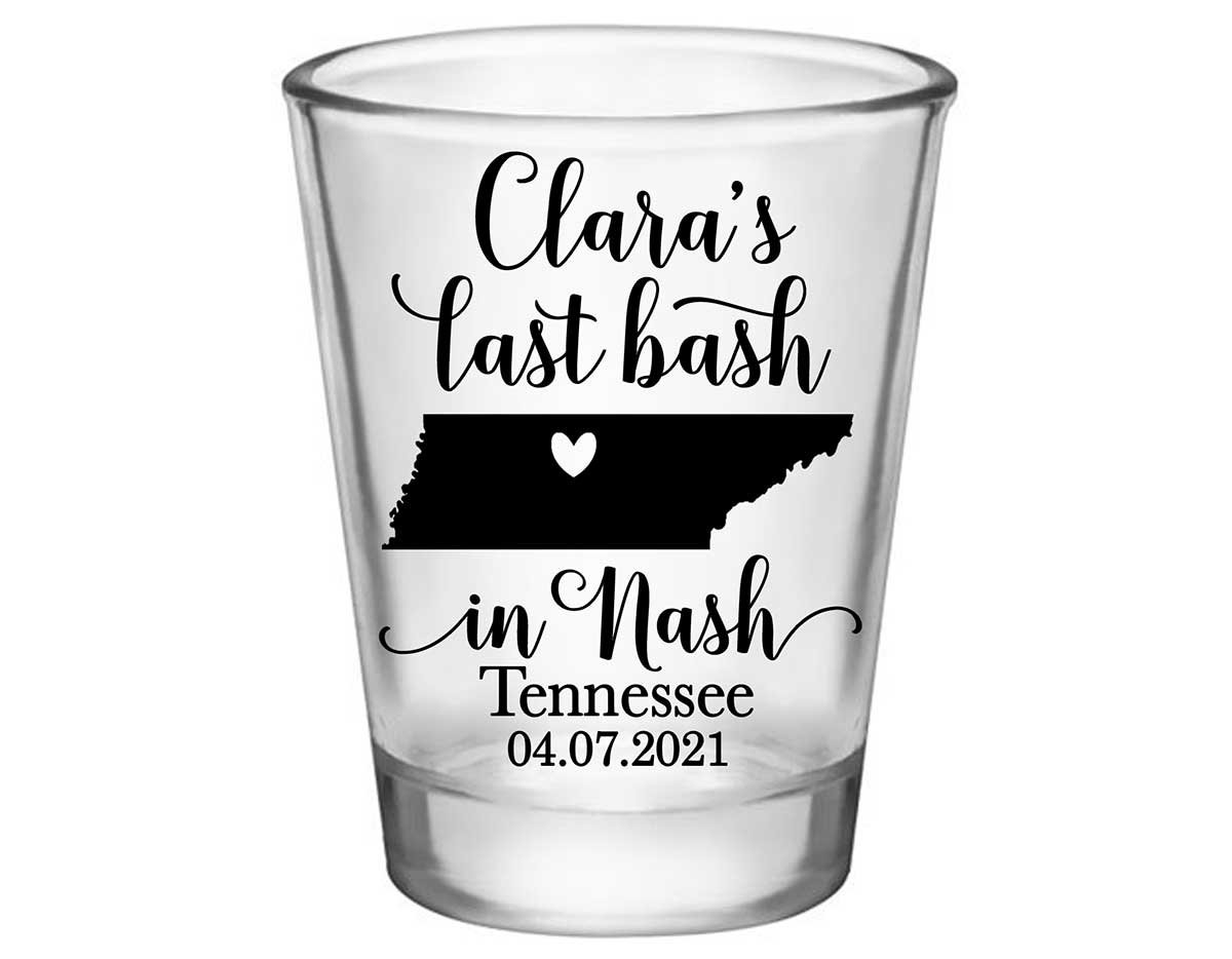 Last Bash In Nash 2A Standard 1.75oz Clear Shot Glasses Nashville Bachelorette Party Gifts for Guests