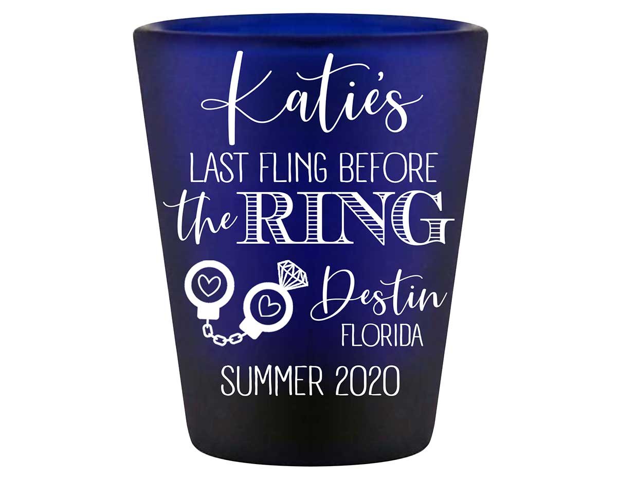 Last Fling Before The Ring 1A Standard 1.5oz Blue Shot Glasses Cute Bachelorette Party Gifts for Guests