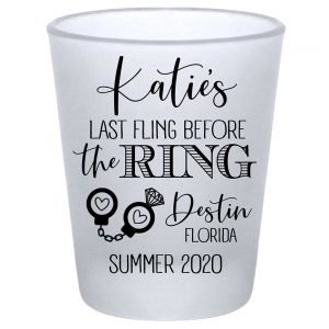Last Fling Before The Ring 1A Standard 1.75oz Frosted Shot Glasses Cute Bachelorette Party Gifts for Guests