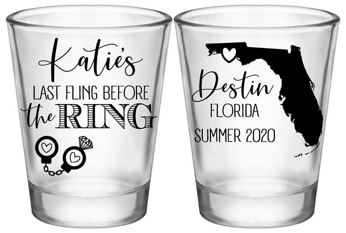 Last Fling Before The Ring 1A2 Any Map Standard 1.75oz Clear Shot Glasses Cute Bachelorette Party Gifts for Guests