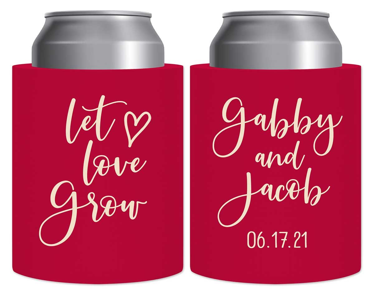 Let Love Grow 1A Thick Foam Can Koozies Rustic Wedding Gifts for Guests