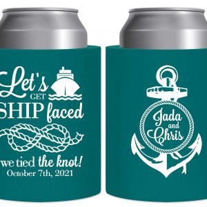 Let's Get Ship Faced 1A Anchor Thick Foam Can Koozies Nautical Wedding Gifts for Guests