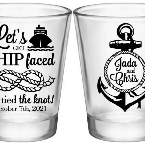 Let's Get Ship Faced 1A2 Anchor Standard 1.75oz Clear Shot Glasses Nautical Wedding Gifts for Guests