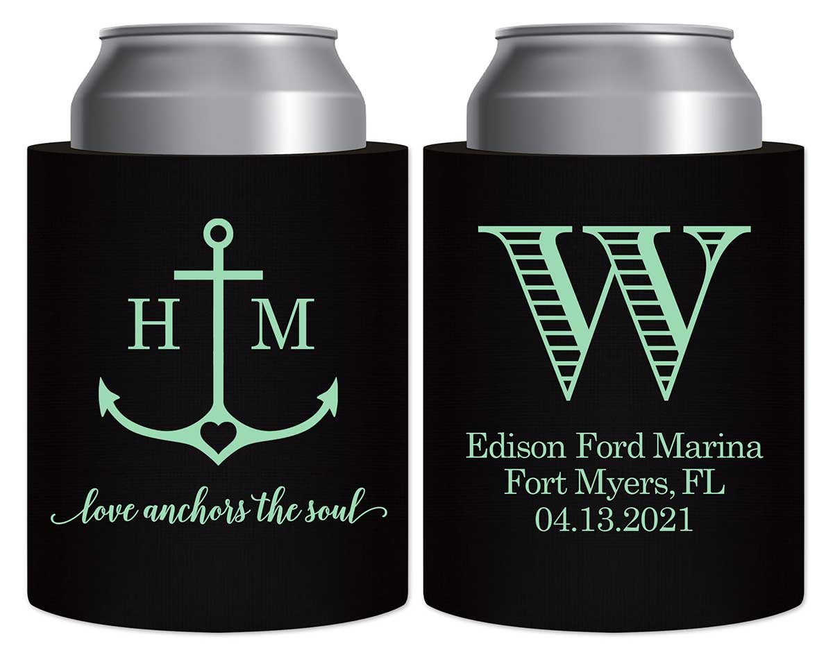 Love Anchors The Soul 2A Thick Foam Can Koozies Nautical Wedding Gifts for Guests