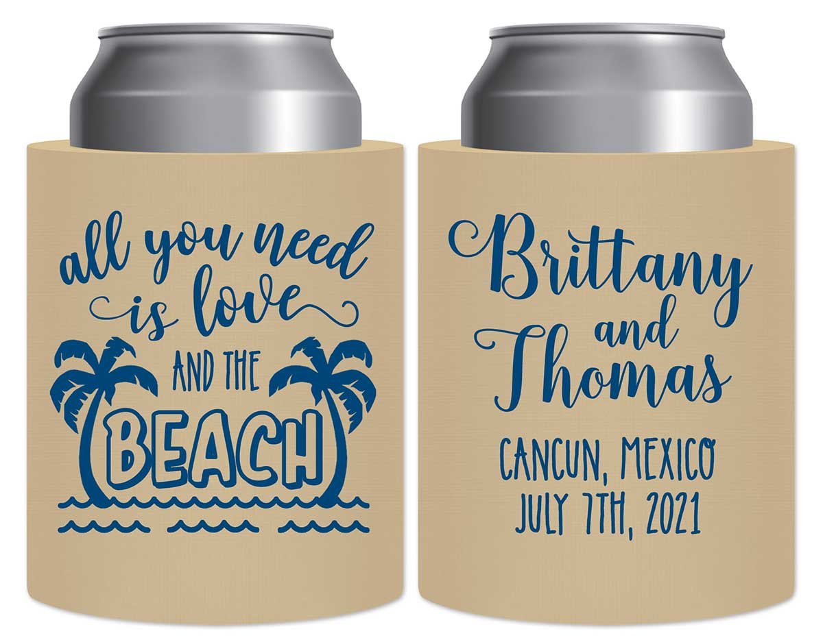 Love And The Beach 1A Thick Foam Can Koozies Summer Wedding Gifts for Guests