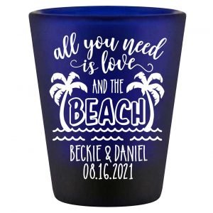 Love And The Beach 1A Standard 1.5oz Blue Shot Glasses Summer Wedding Gifts for Guests
