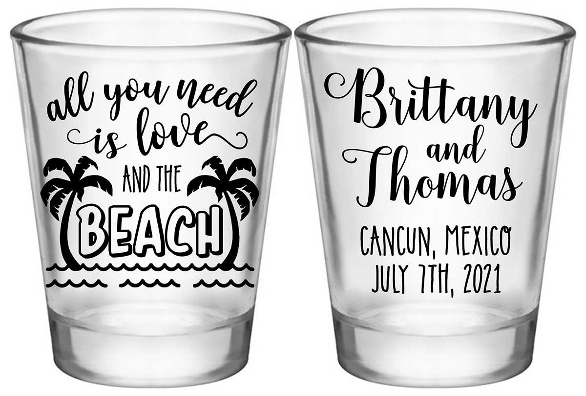 Love And The Beach 1A2 Standard 1.75oz Clear Shot Glasses Summer Wedding Gifts for Guests