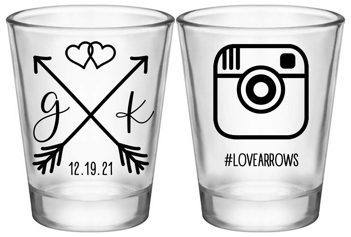 Love Arrows 1C2 Instagram Hashtag Standard 1.75oz Clear Shot Glasses Boho Wedding Gifts for Guests