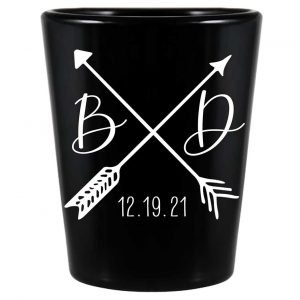 Love Arrows 2A Classic Standard 1.5oz Black Shot Glasses Boho Wedding Gifts for Guests